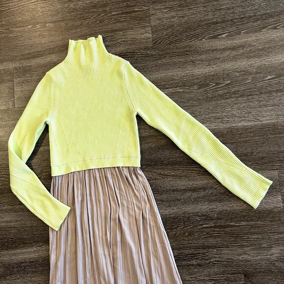 EUC Anthropologie Thea Twofer Sweater Dress Small Yellow Tan Maxi Ribbed Knit S - Picture 9 of 15